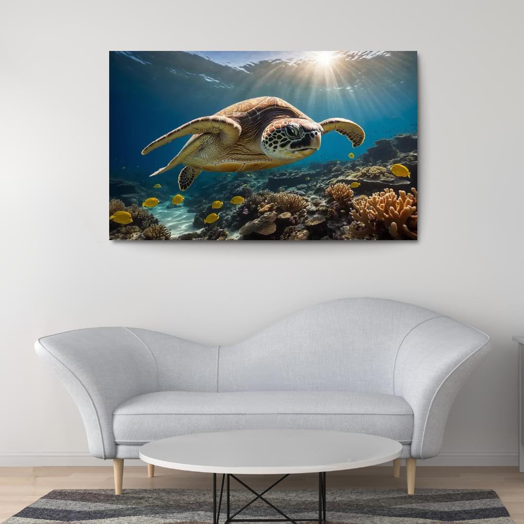 The Fascinating Great Barrier Reef Turtle Ancient Navigator Oil Paintings Frame