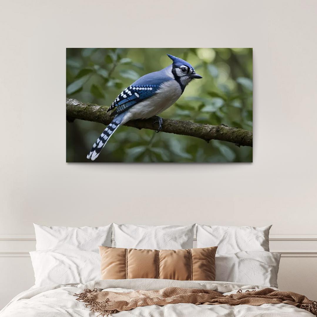 The Elegant Blue Jay In The Forest Framed Paintings