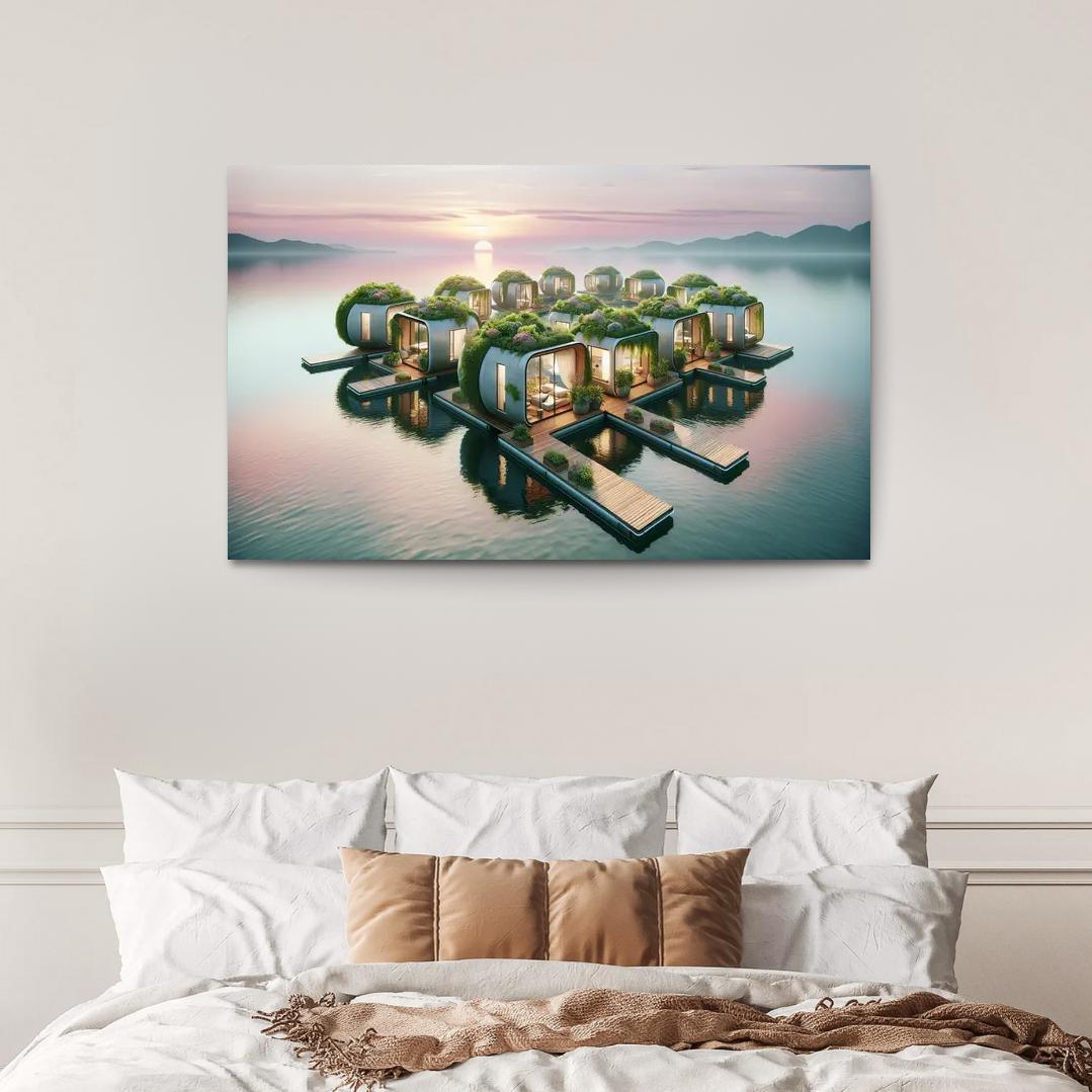 Floating Community Pods 1 Piece HD Canvas Wall Art-Original Frame