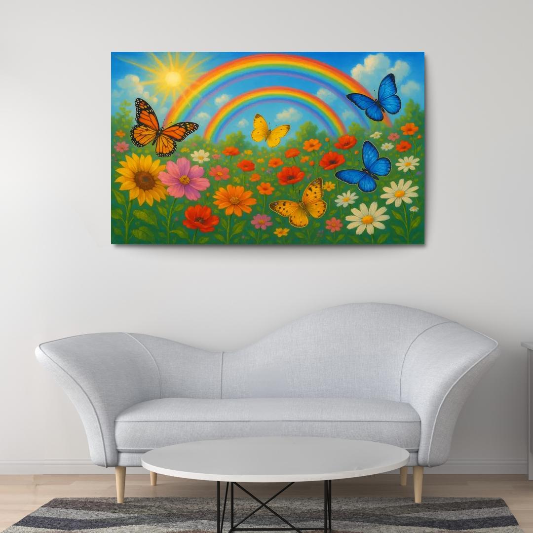 Rainbow Garden - Magical Nature Scene Framed Paintings