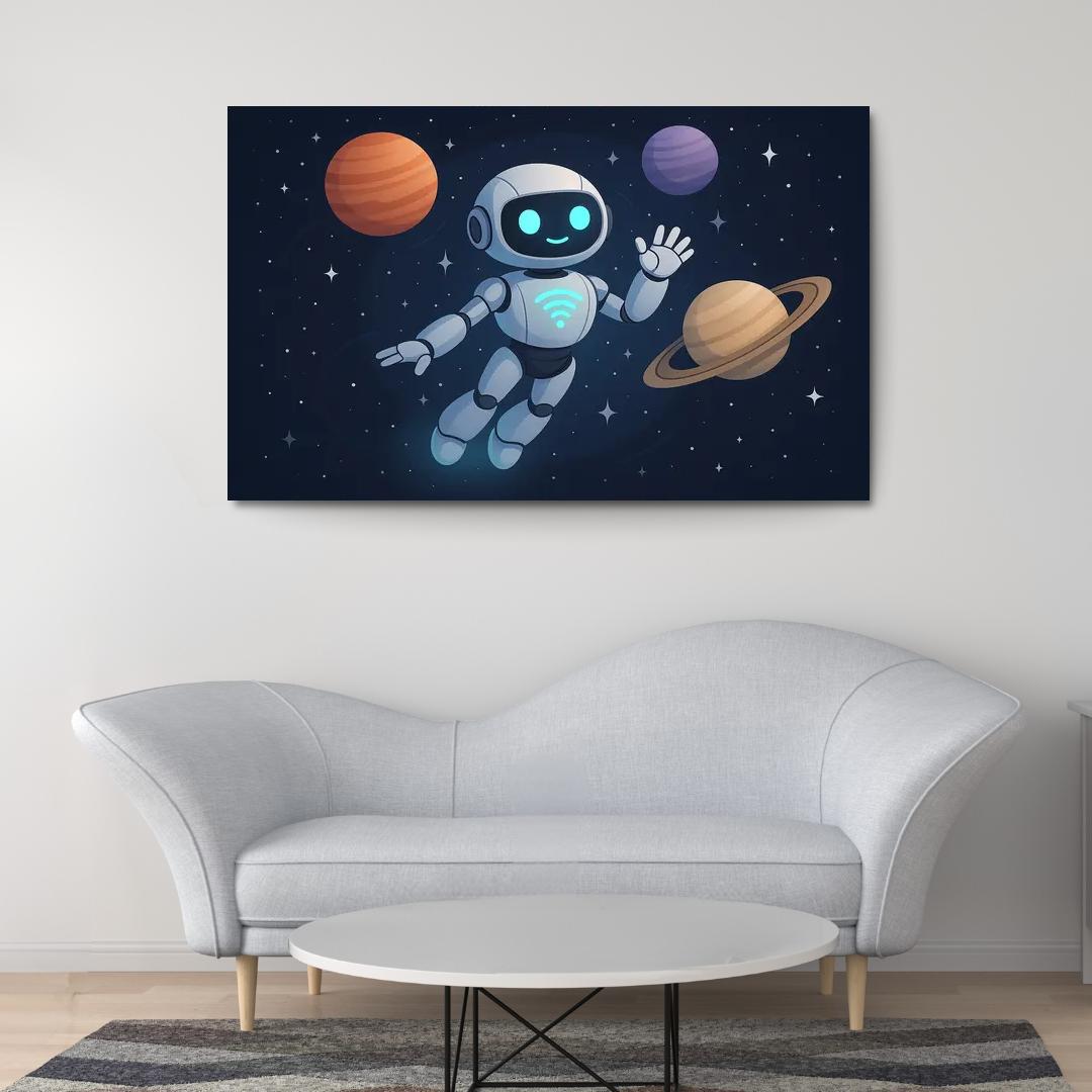 Space Robot - Interstellar Companion Framed Paintings