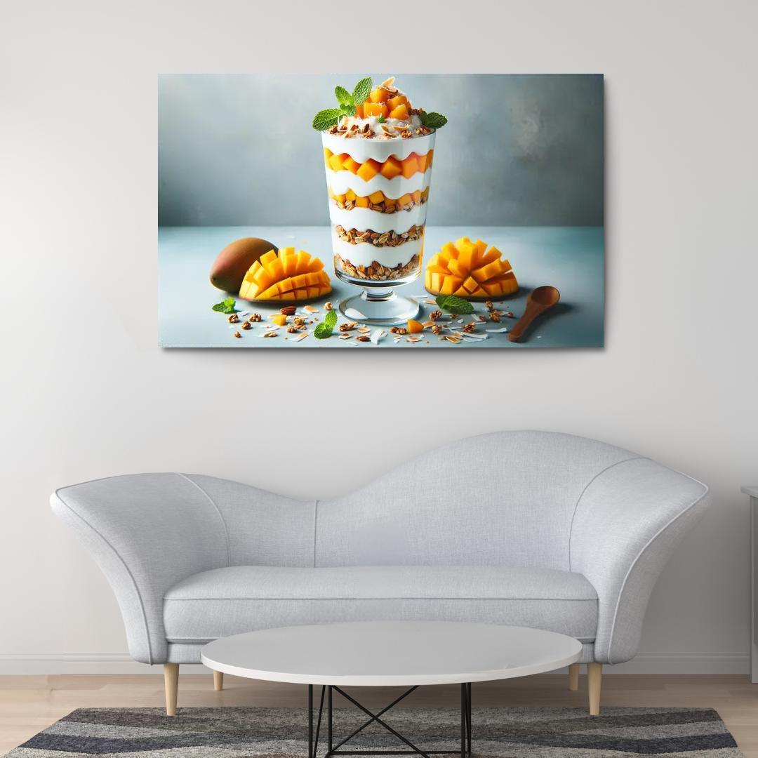Creamy Coconut Mango Parfait 1 Piece HD Canvas Wall Art-Original Frame