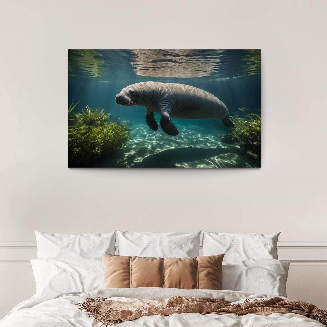 The Mysterious Manatee Gentle Giant Of The Waters Modern Paintings Frame
