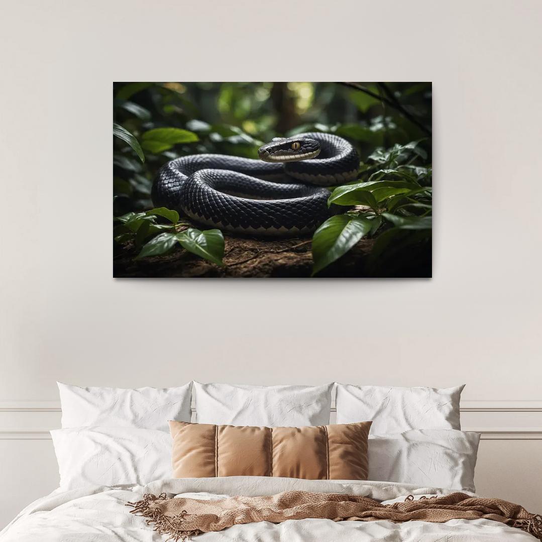 The Striking King Cobra In A Rainforest Setting Framed Paintings