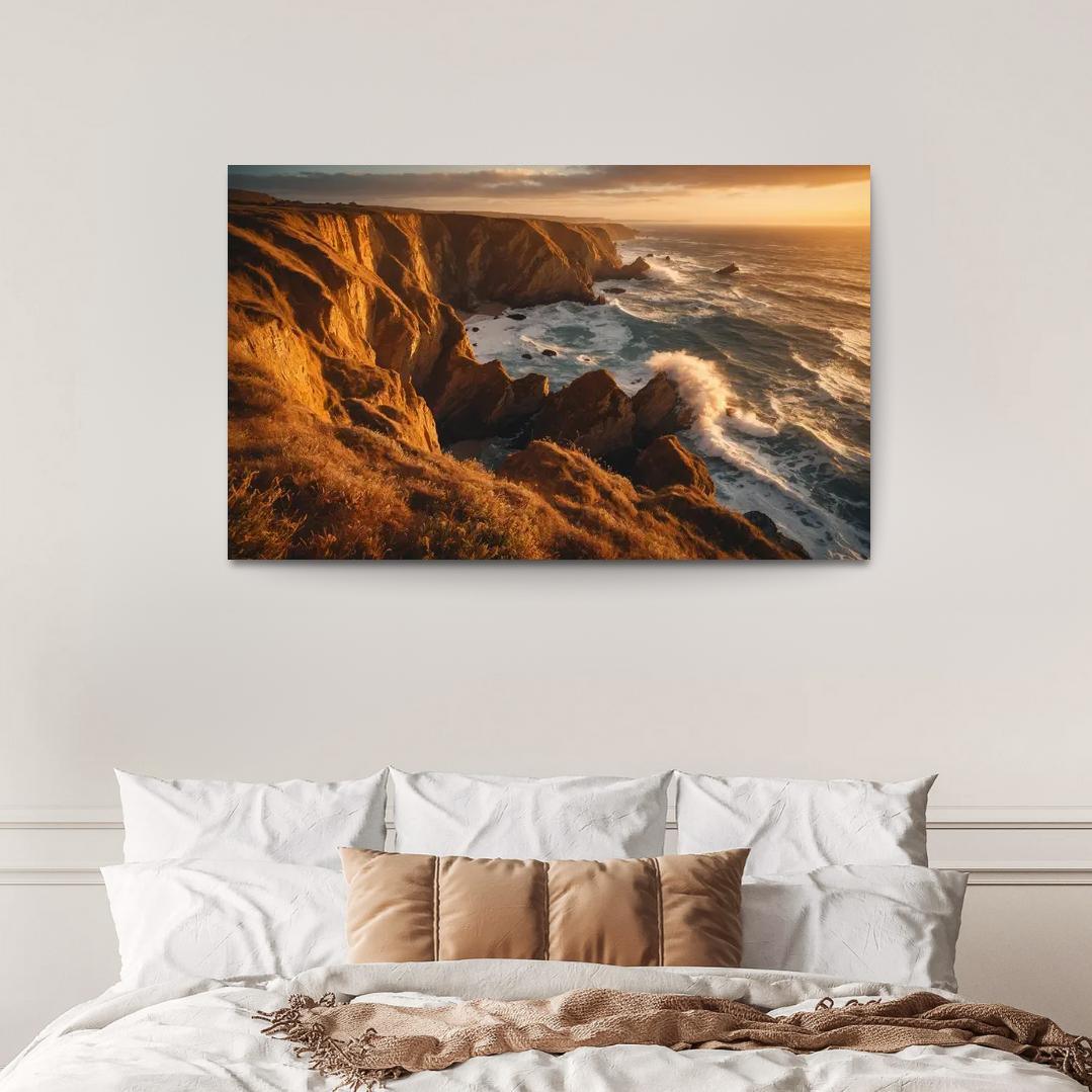 The Tranquility Of Windswept Cliffs Oil Paintings Frame
