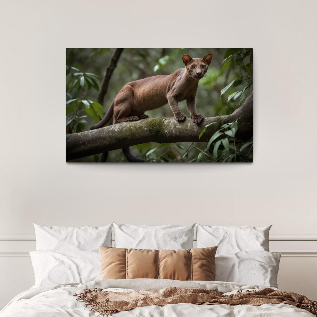 The Unique Fossa In Madagascar's Forests Framed Paintings