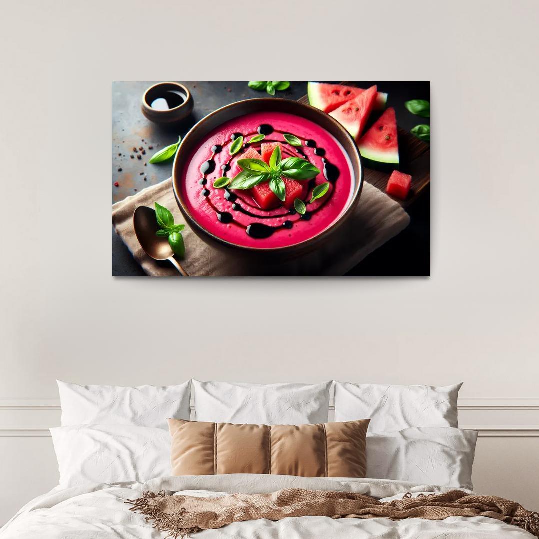 Chilled Watermelon Basil Soup 1 Piece HD Canvas Wall Art-Original Frame