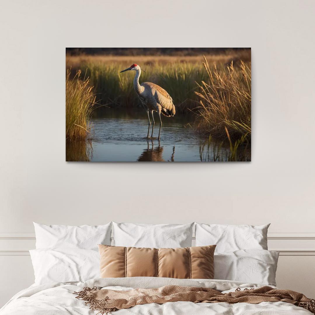 The Elegant Sandhill Crane Dancer Of The Marsh Canvas Paintings Frame