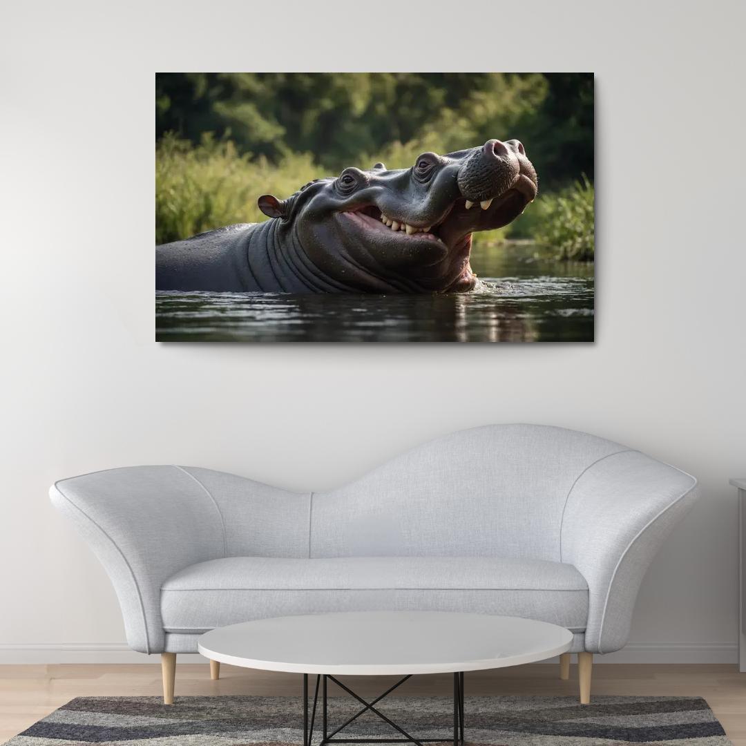 The Imposing Hippopotamus The River Giant Framed Paintings