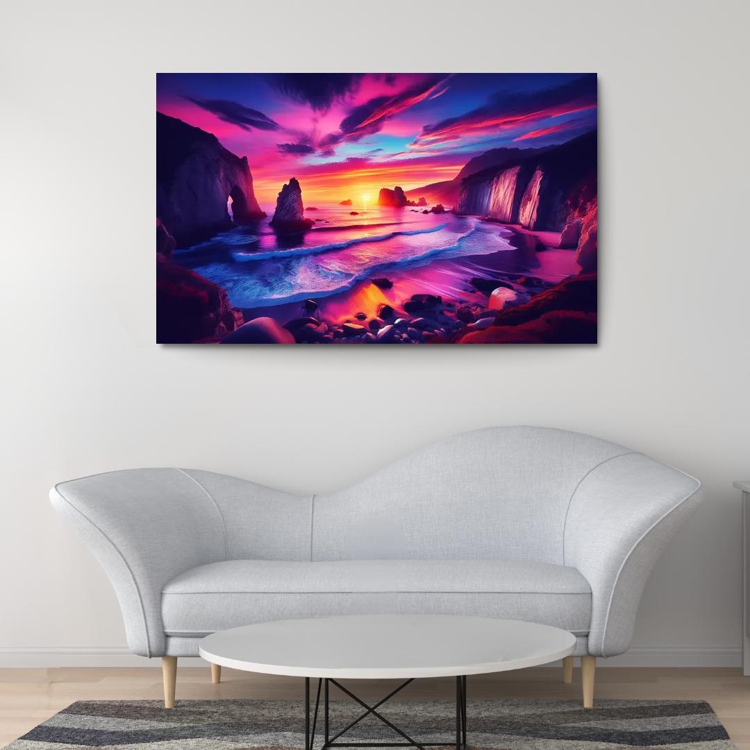 Crescent Bay Sunset Retreat Abstract Paintings Frame