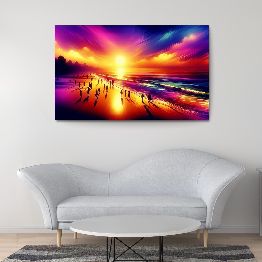 Shimmering Sands Sunset Beachwalks Abstract Paintings Frame