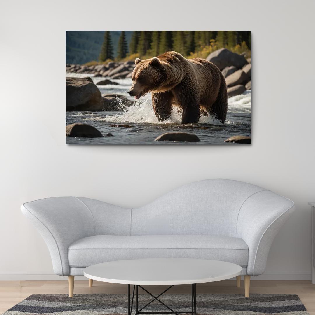 The Powerful Grizzly Bear Apex Predator Of The North Modern Paintings Frame