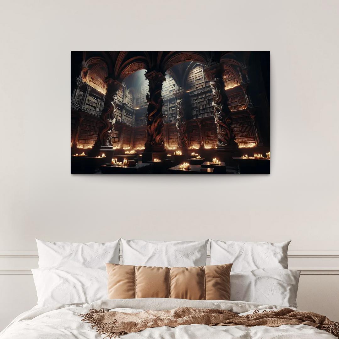 Phantom Library Enchanted Shelves of Darkness 1 Piece HD Canvas Wall Art-Original Frame