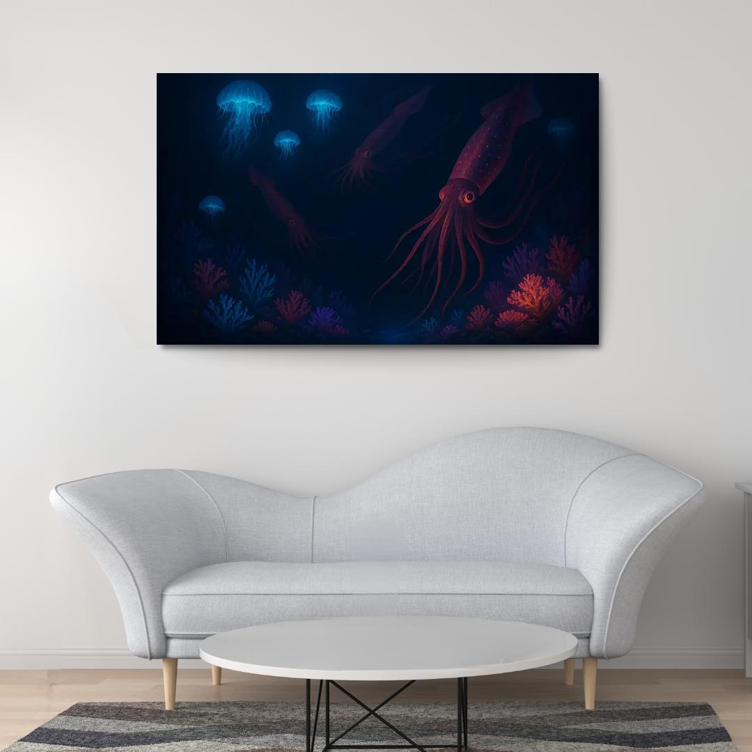 Underwater Wonders - Deep Sea Exploration Framed Paintings
