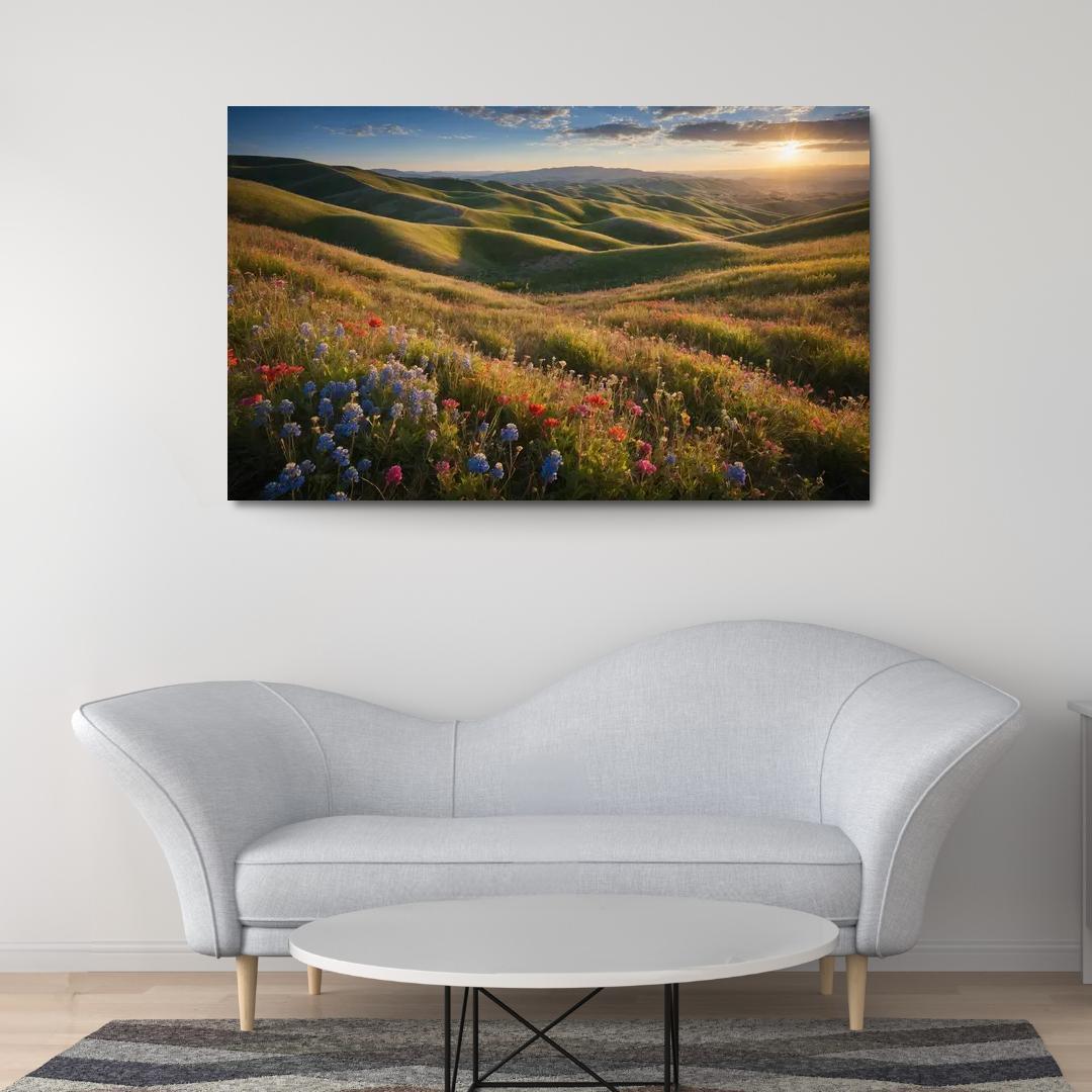 The Colorful Embrace Of Flowering Hillsides Multi-panel Paintings