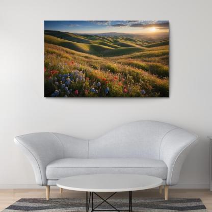 The Colorful Embrace Of Flowering Hillsides Multi-panel Paintings