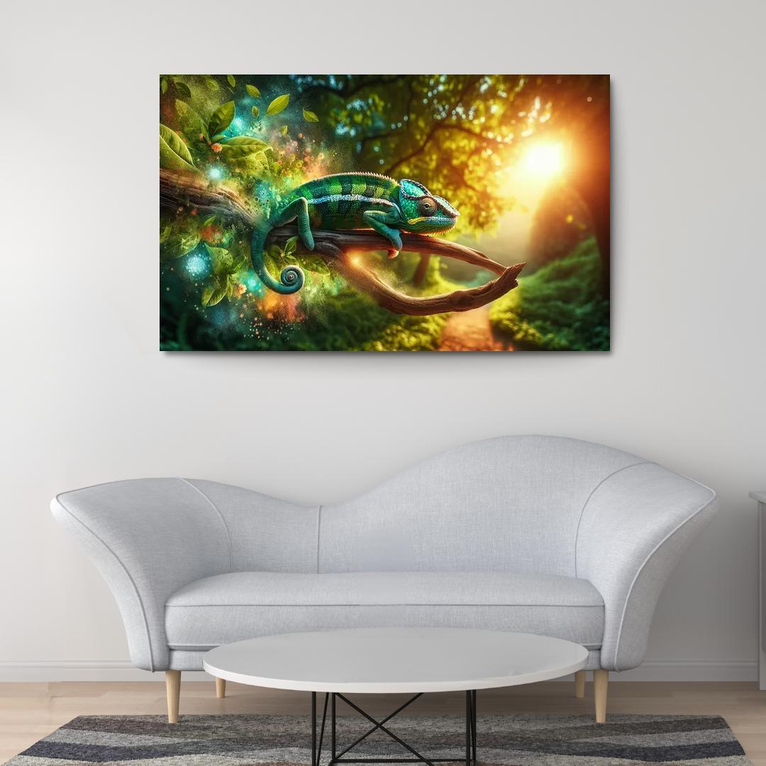 Chameleons Masters of Color and Camouflage 1 Piece HD Canvas Wall Art-Original Frame