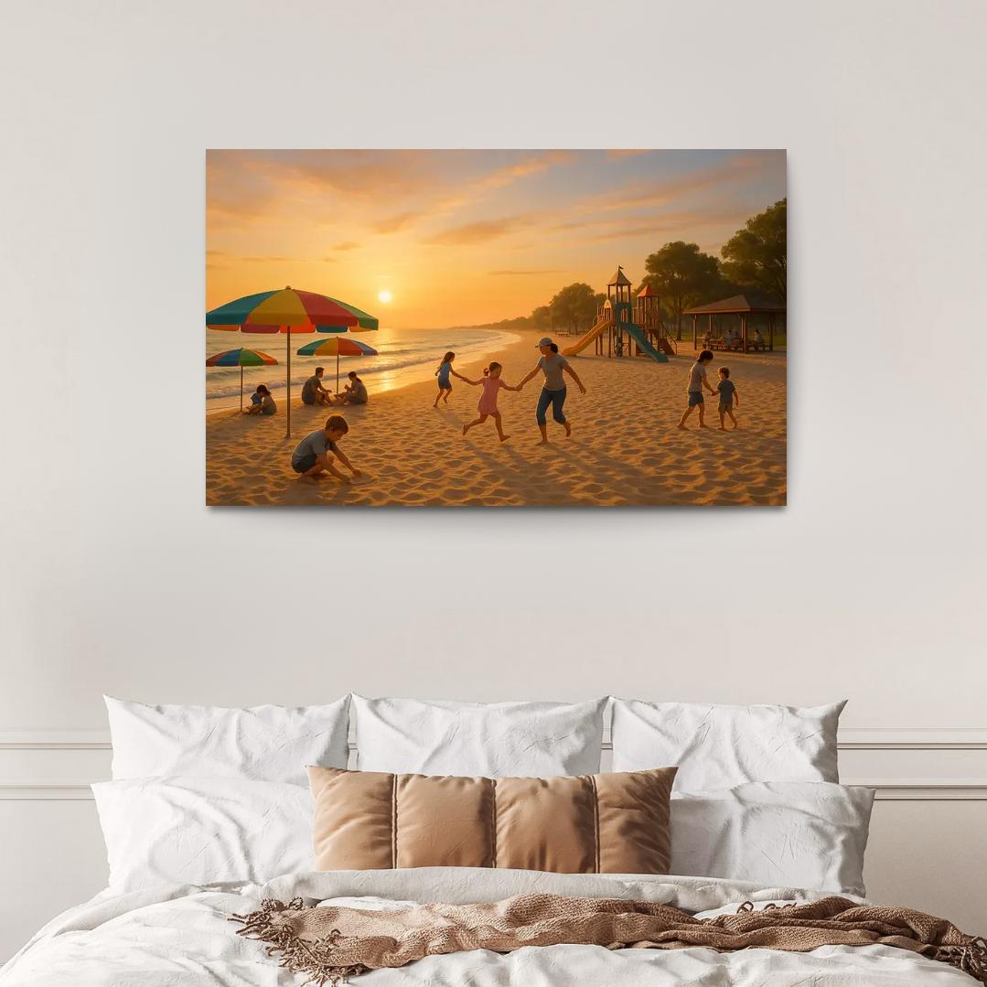 Sunrise Beach Calm And Family Friendly Custom Paintings Frame