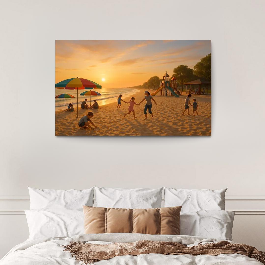 Sunrise Beach Calm And Family Friendly Custom Paintings Frame