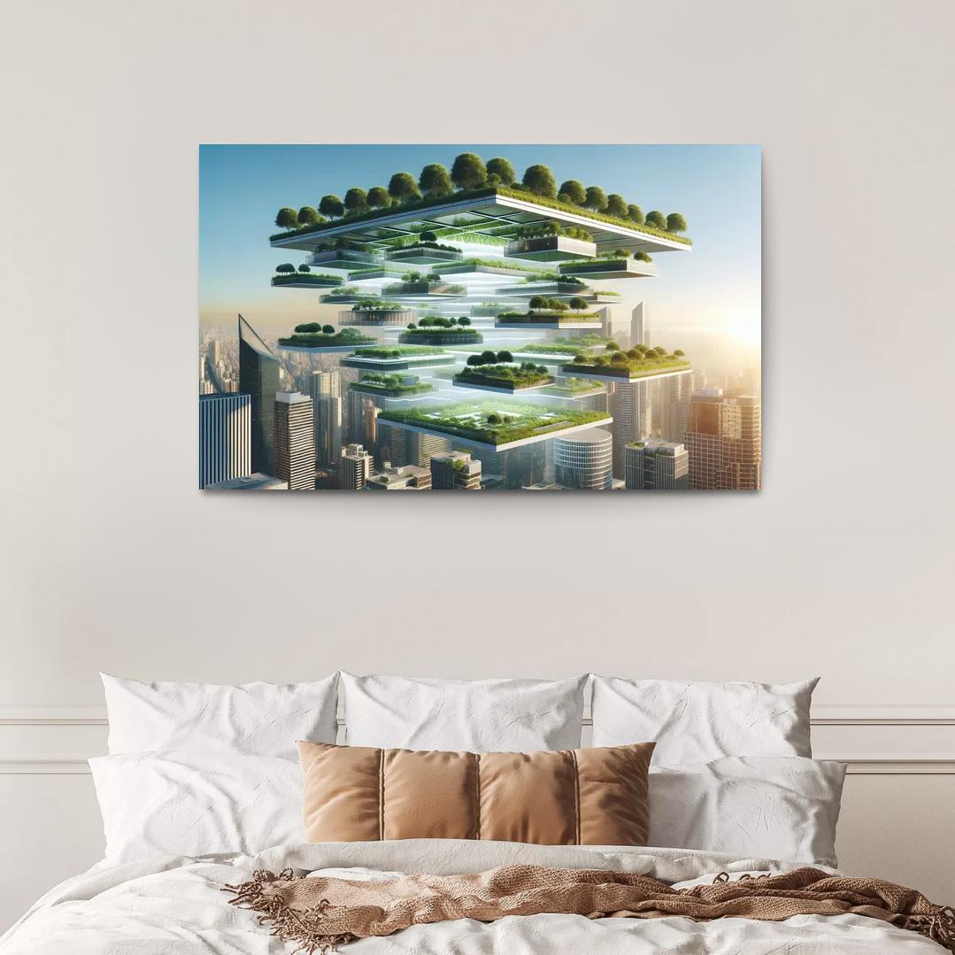 Floating Terraces 1 Piece HD Canvas Wall Art-Original Frame