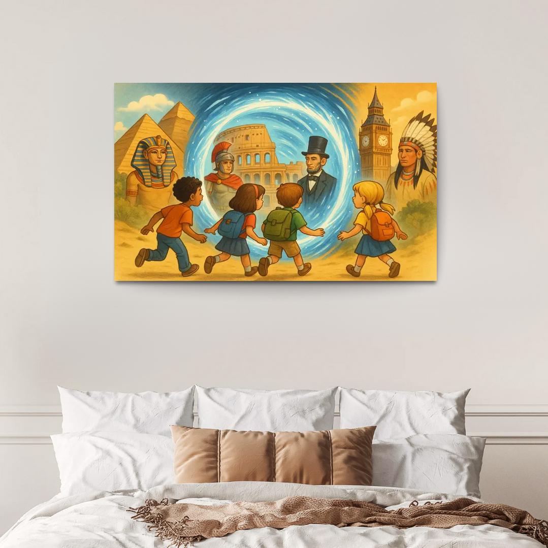 Time Travelers - History Adventure Framed Paintings