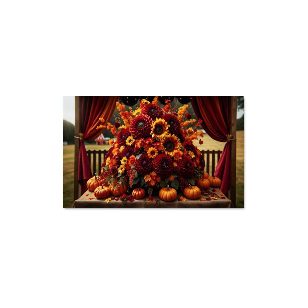 Autumn's Embrace A Seasonal Floral Bounty 1 Piece HD Canvas Wall Art-Original Frame