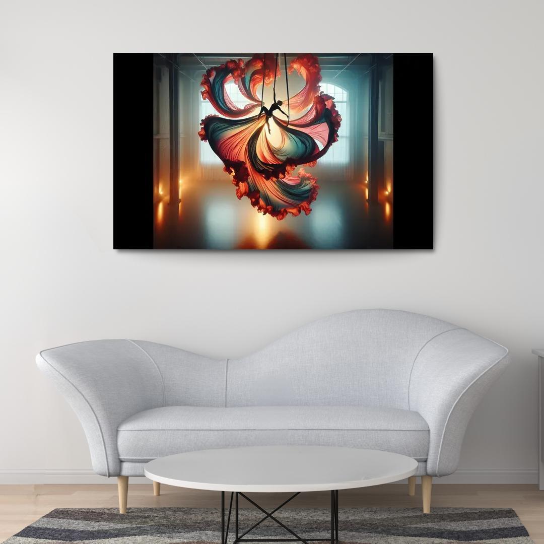 Aerial Silks Dance in the Air 1 Piece HD Canvas Wall Art-Original Frame