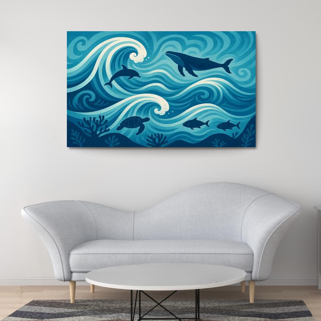 Waves Of Change In Ocean Conservation Art Canvas Paintings Frame