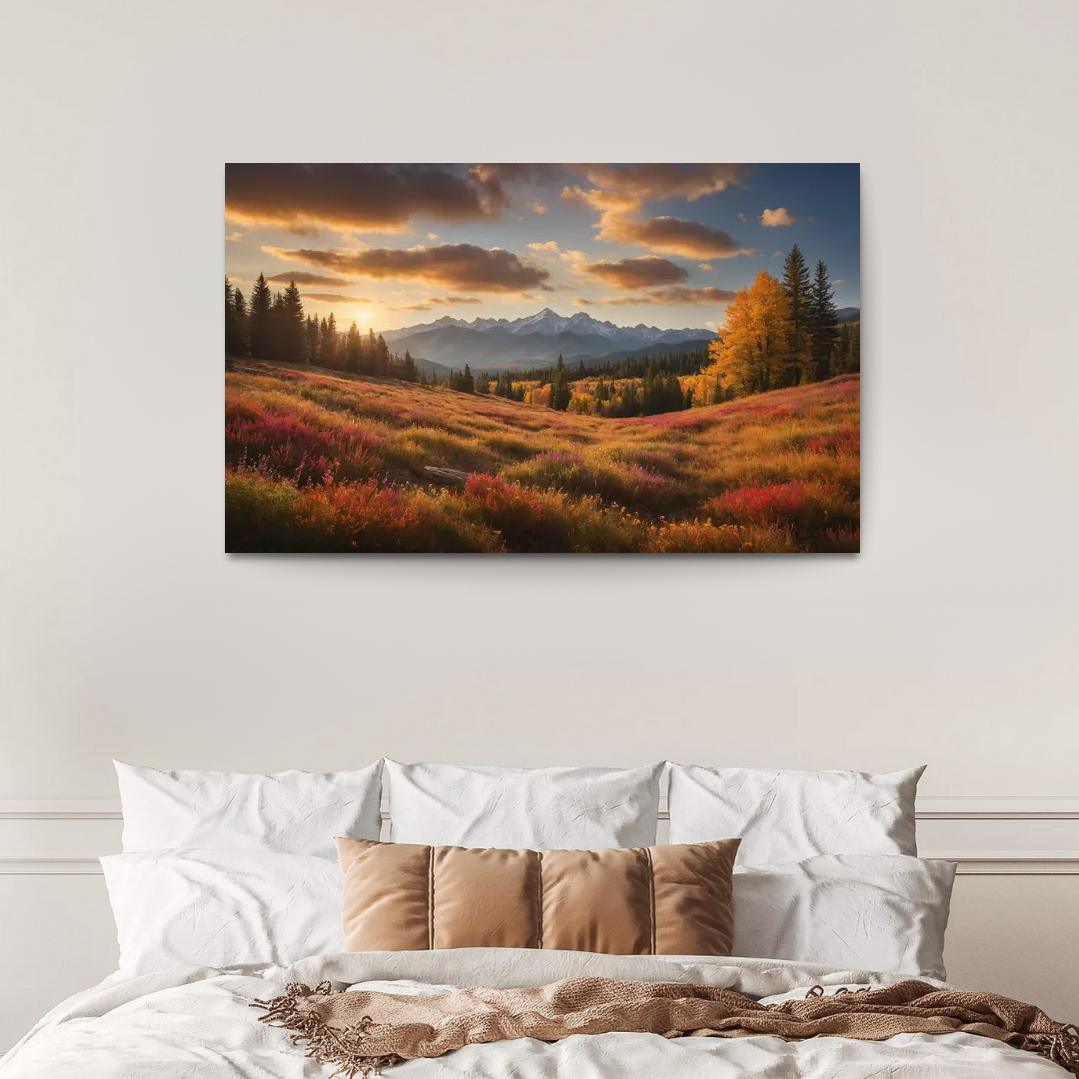 The Radiant Colors of Autumn Meadow 1 Piece HD Canvas Wall Art-Original Frame
