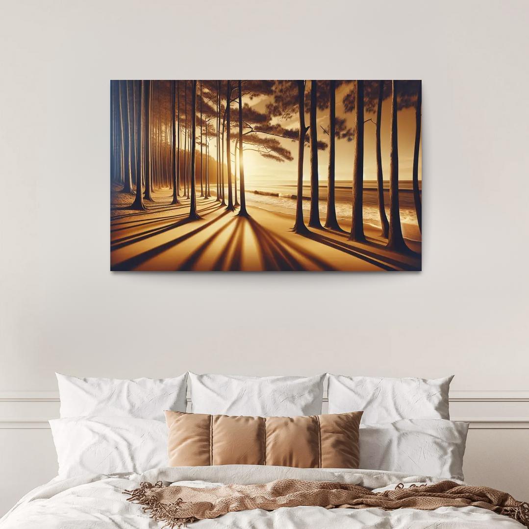 Whispering Pines Forest Meets Shore Abstract Paintings Frame