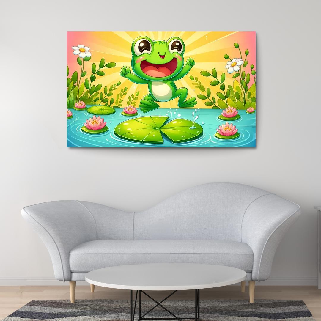 Friendly Frogs - Pond Fun Framed Paintings