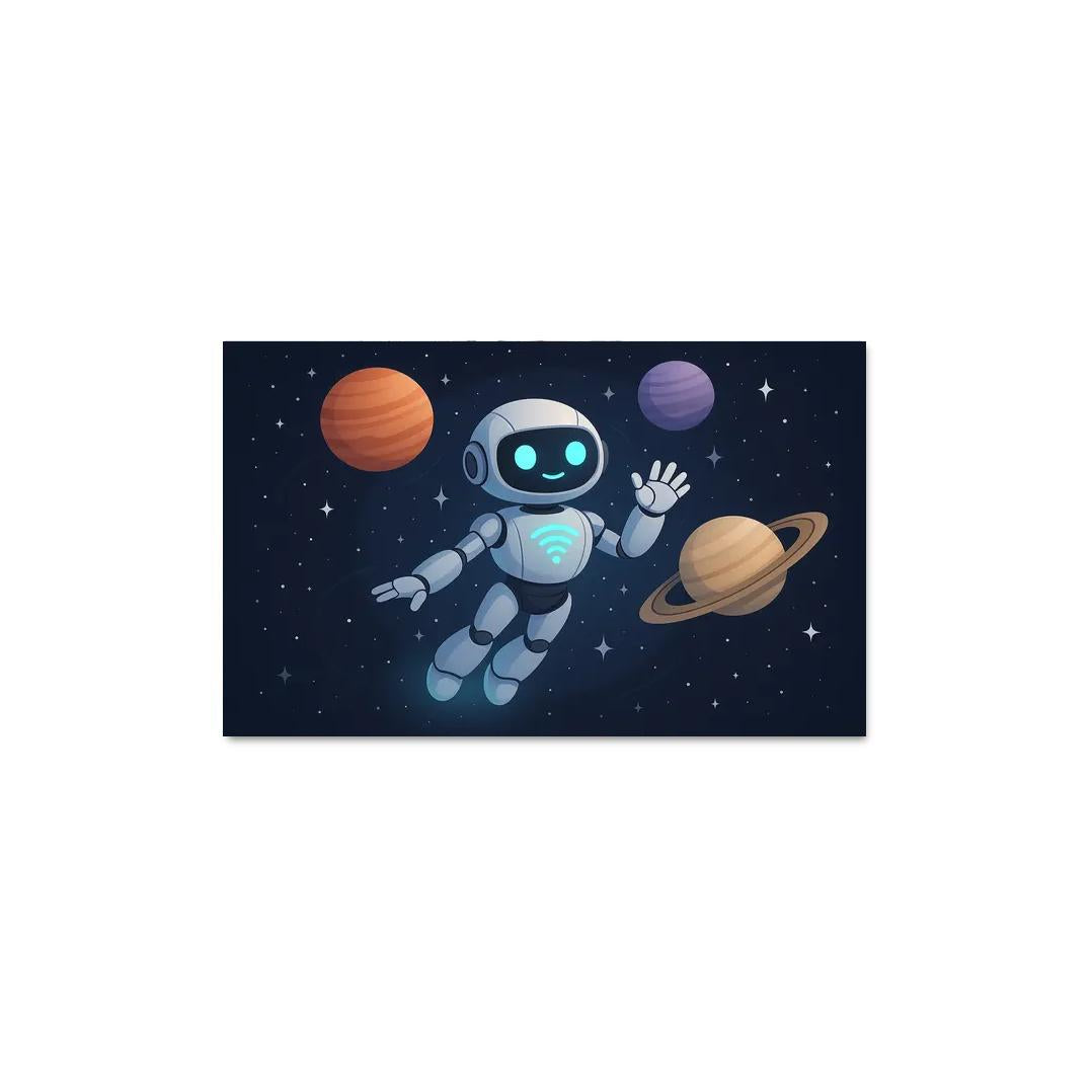 Space Robot - Interstellar Companion Framed Paintings