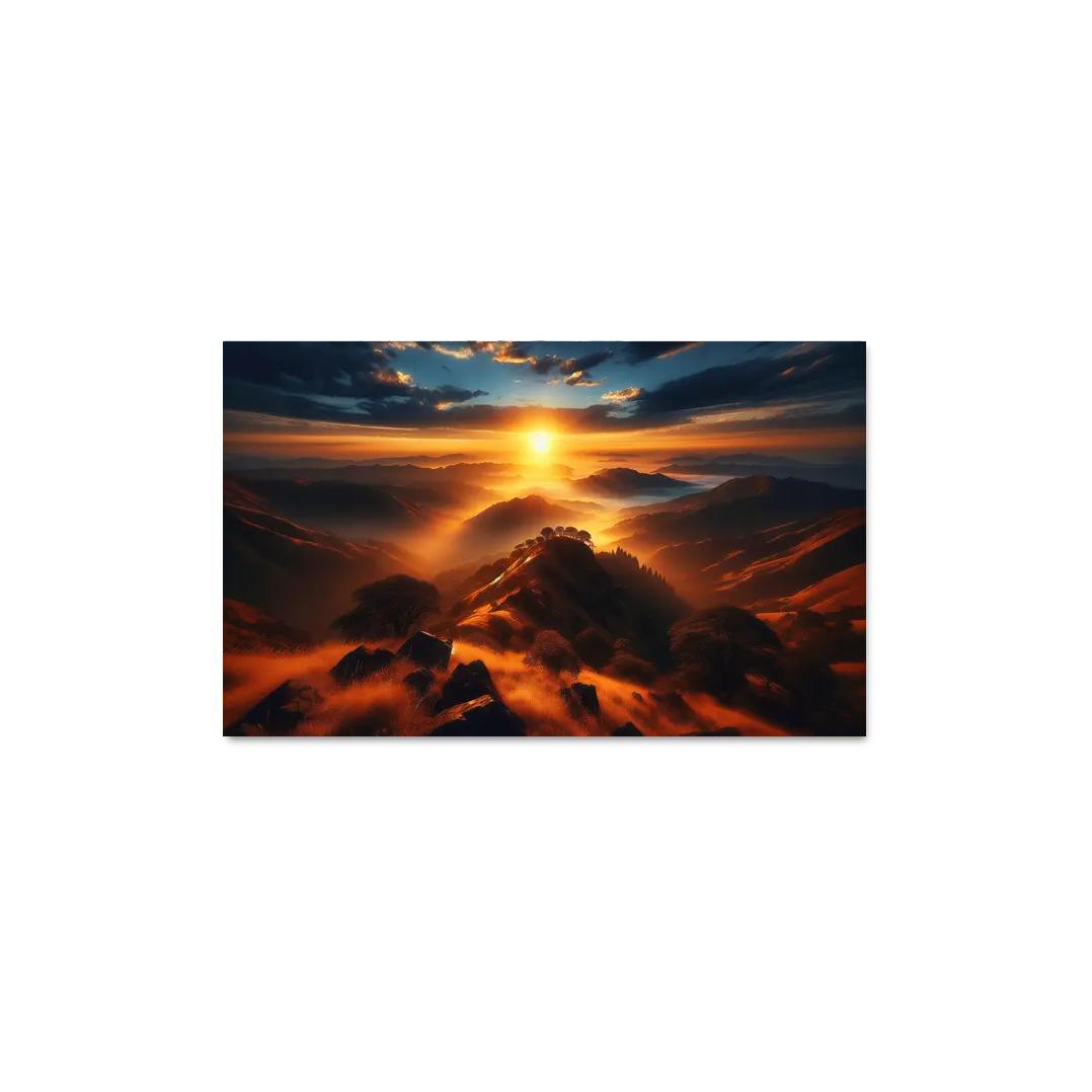 The Radiant Glow Of Sunrise Over Hilltops Custom Paintings Frame