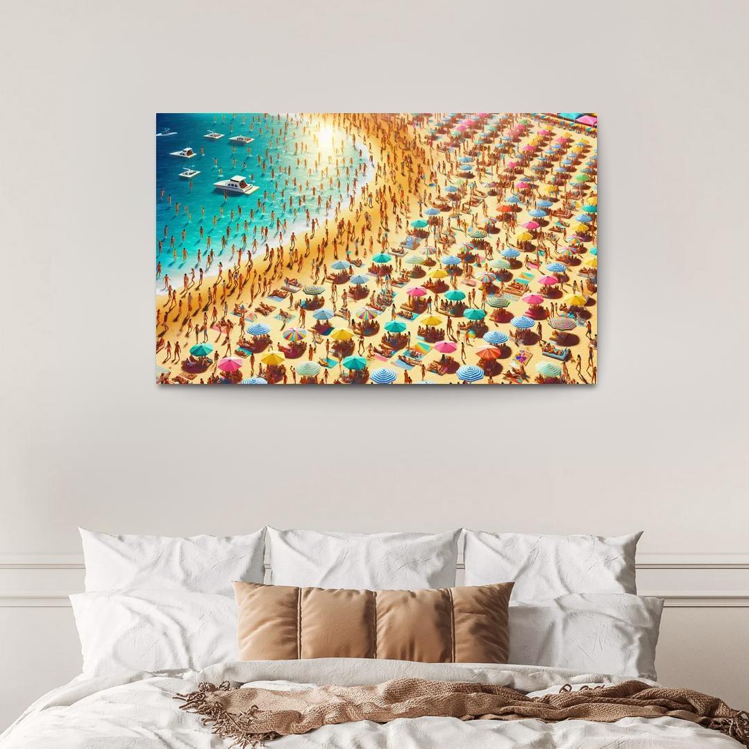 Sunny Isle Vibrant Beach Party Hub Premium Artwork Frames