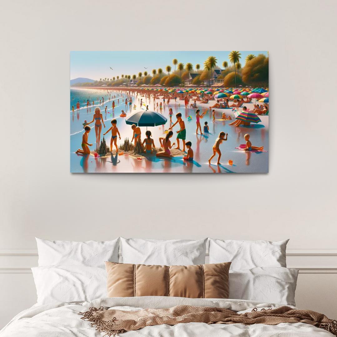 Silver Sands Beach Family Fun Oasis Premium Artwork Frames