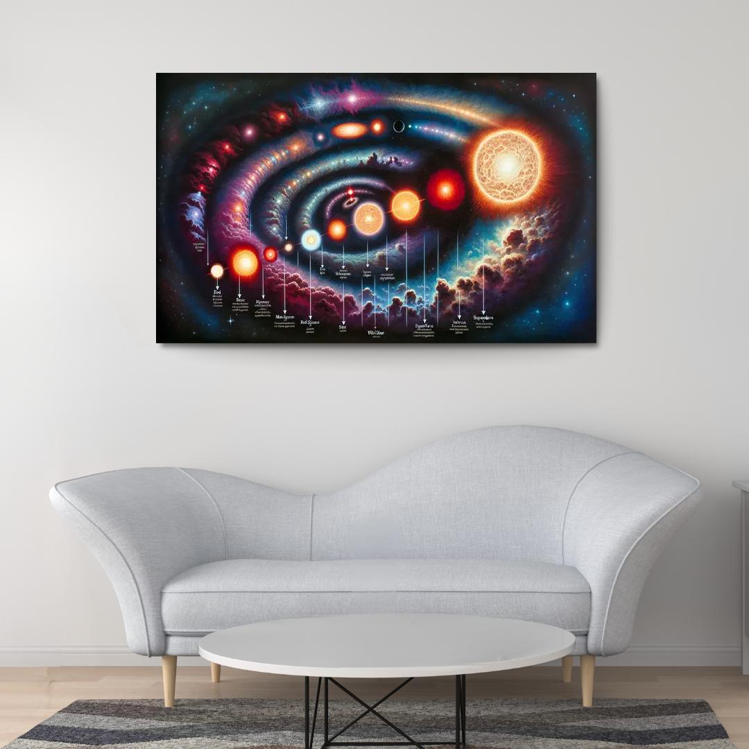 The Life Cycle Of Stars From Nebula To Supernova Abstract Paintings Frame