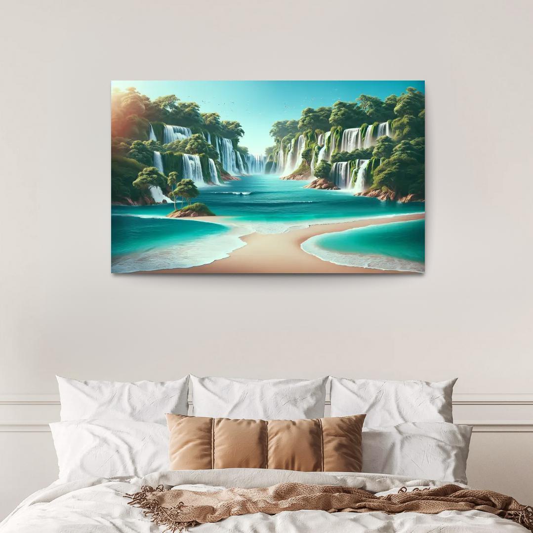 Secret Waterfalls Beach A Hidden Oasis Canvas Paintings Frame