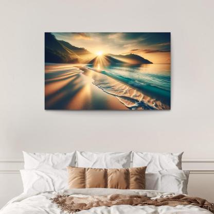 Secluded Sunrise Bay Custom Paintings Frame