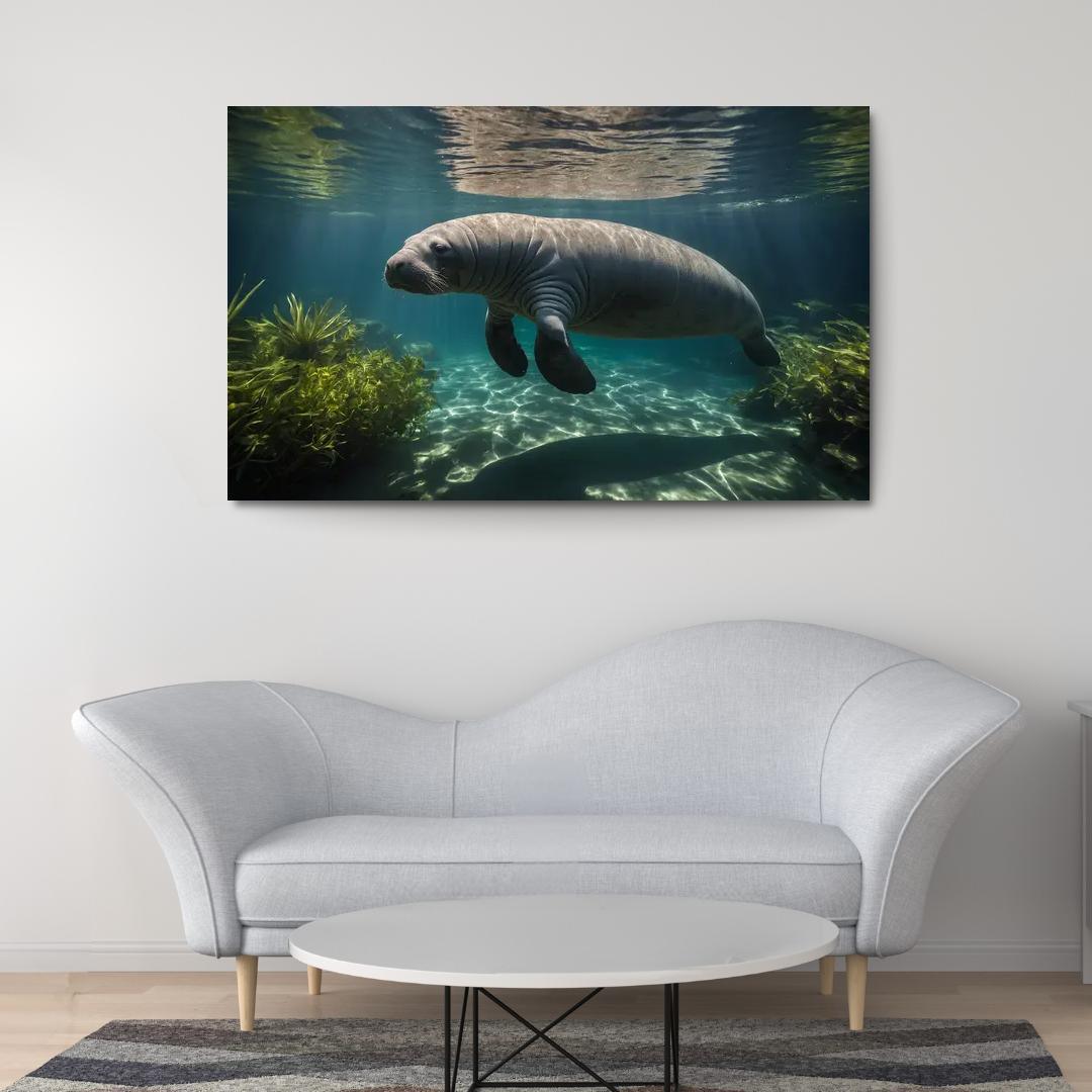 The Mysterious Manatee Gentle Giant Of The Waters Modern Paintings Frame