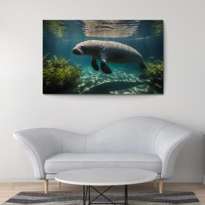 The Mysterious Manatee Gentle Giant Of The Waters Modern Paintings Frame