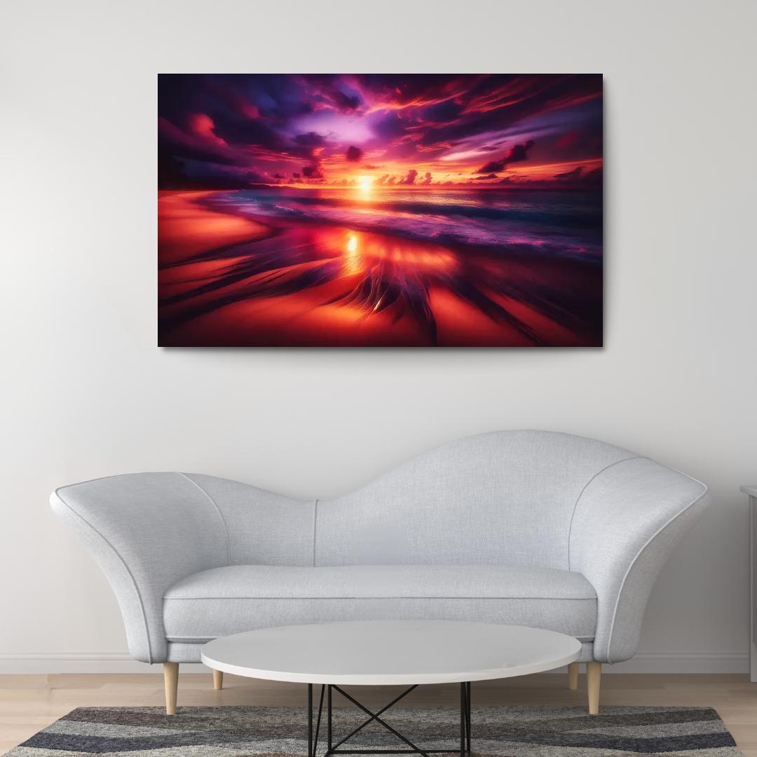 Sunset Viewpoint Beach Modern Paintings Frame