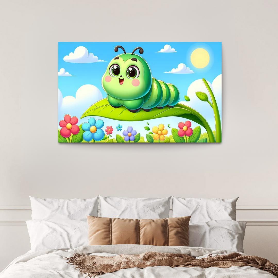 Cuddly Caterpillar Journey 1 Piece HD Canvas Wall Art-Original Frame