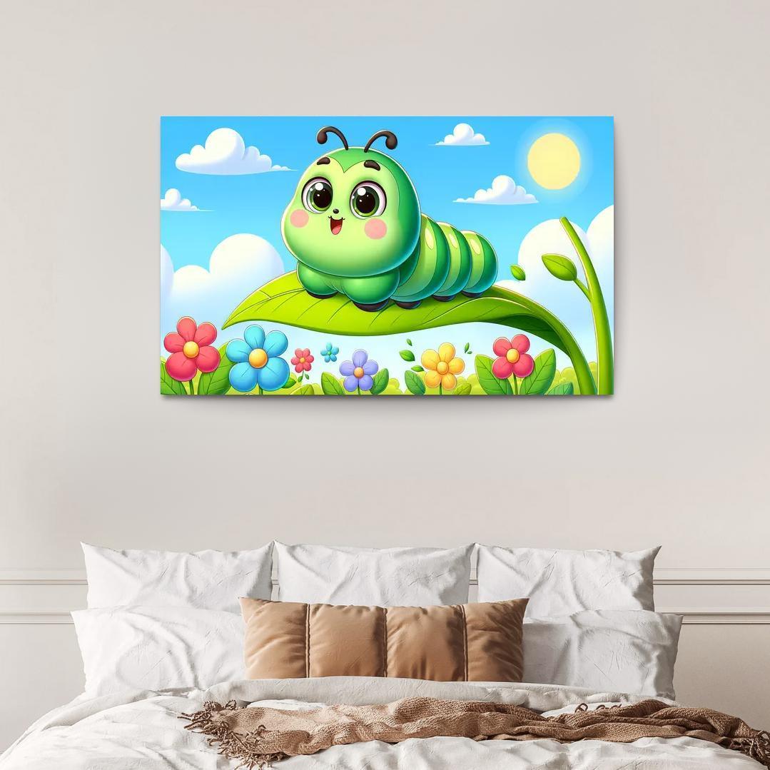Cuddly Caterpillar Journey 1 Piece HD Canvas Wall Art-Original Frame