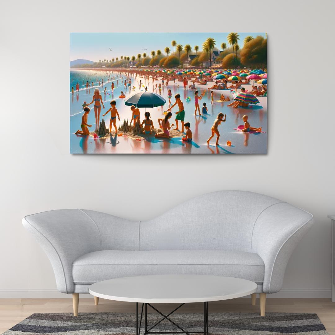 Silver Sands Beach Family Fun Oasis Premium Artwork Frames