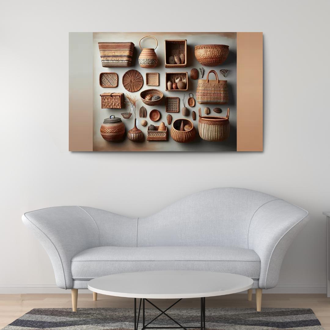Artisan-Made Woven Baskets 1 Piece HD Canvas Wall Art-Original Frame
