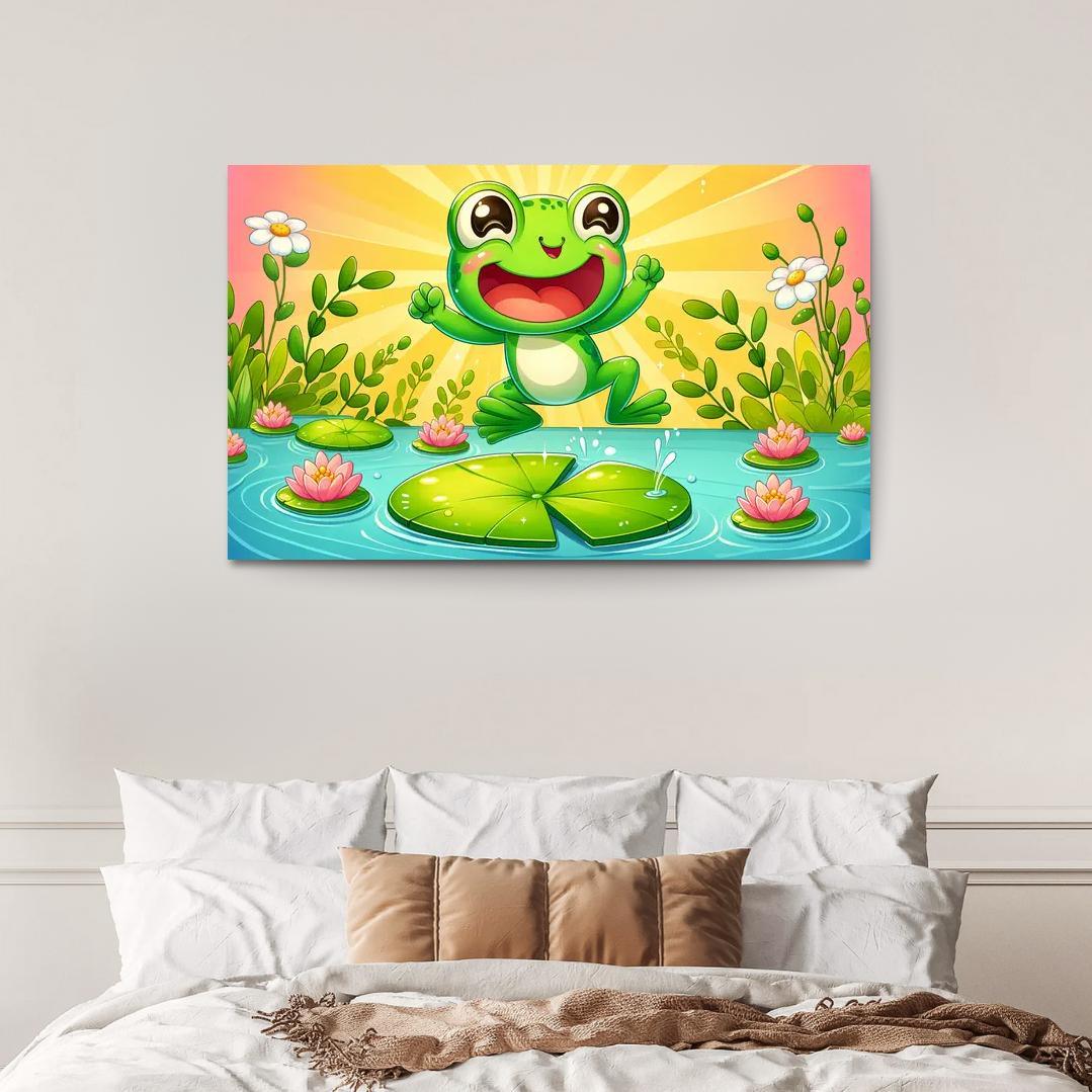 Friendly Frogs - Pond Fun Framed Paintings