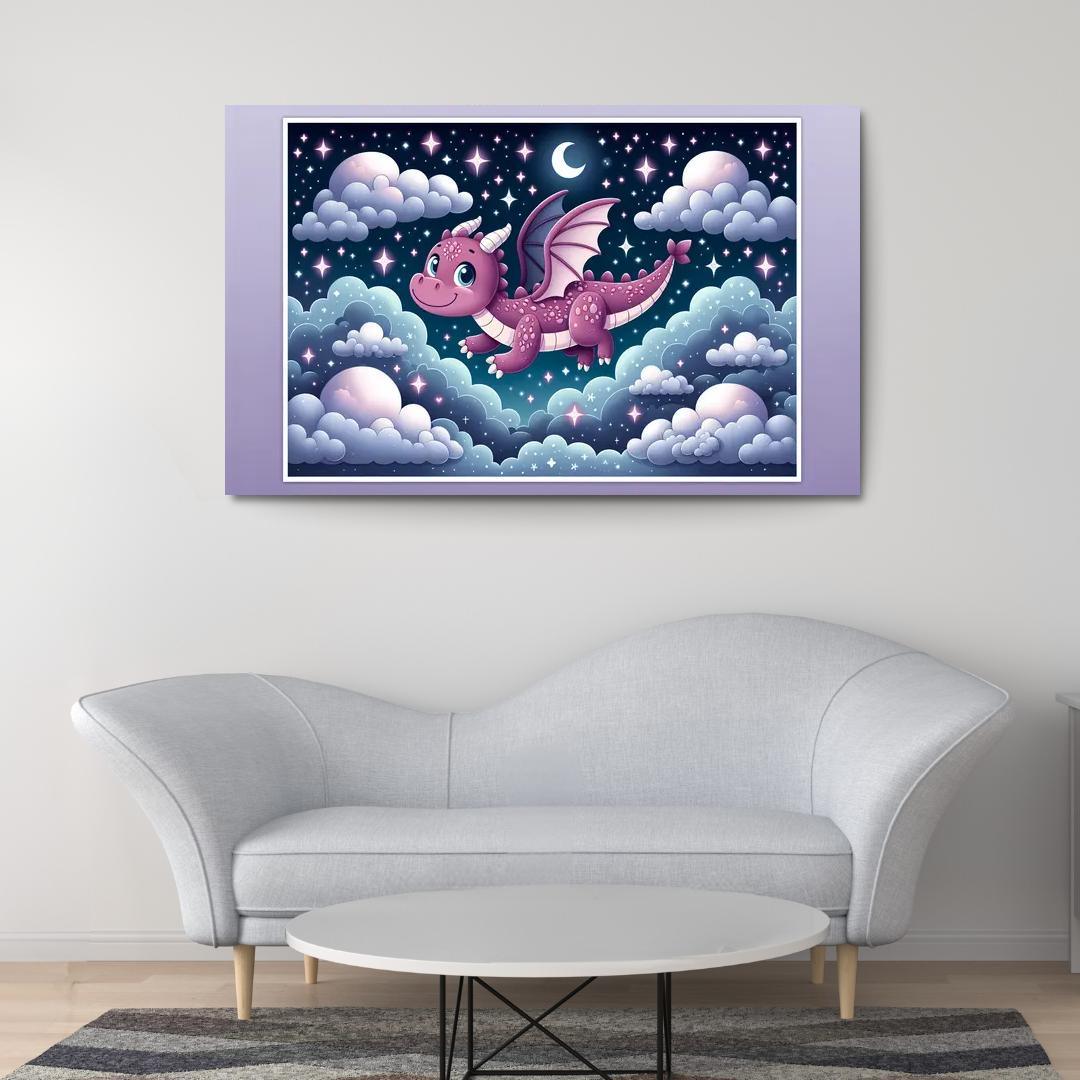 Dreamy Dragon 1 Piece HD Canvas Wall Art-Original Frame