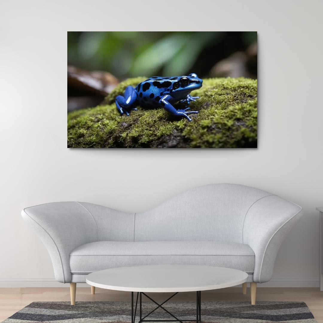 The Rare Blue Poison Dart Frog In A Tropical Rainforest Framed Paintings
