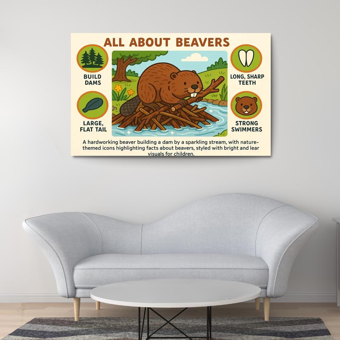 Explore Captivating 1 Piece HD Canvas Wall Art of Beavers – Original Frame