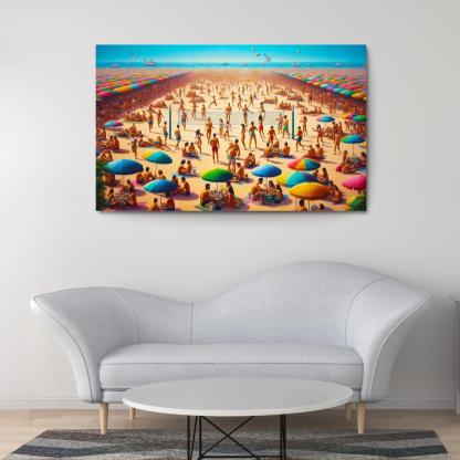 Sunny Retreat Vibrant Beach Life Abstract Paintings Frame